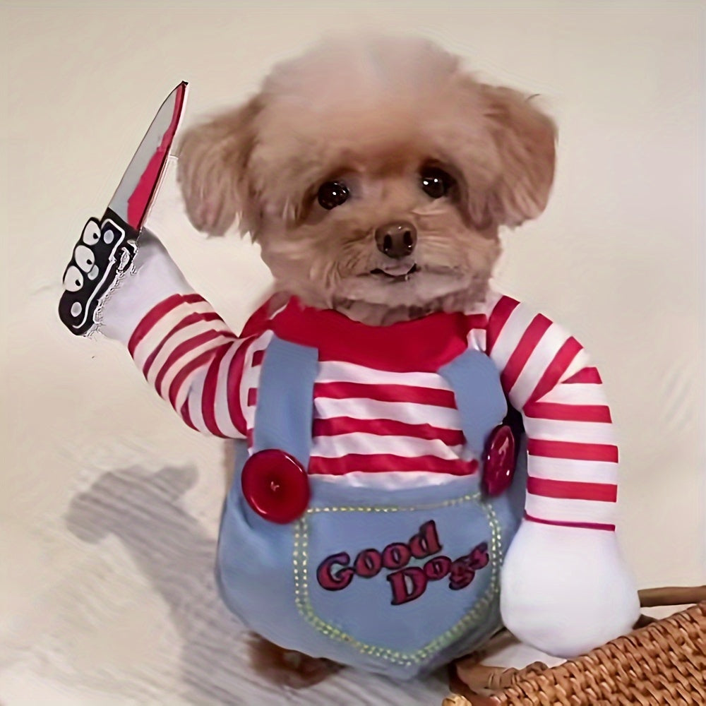 Halloween Chucky-Kostüm für Hunde & Katzen 🔪 | Lustiges Unisex Outfit für mittlere Vierbeiner