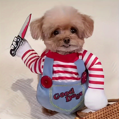 Halloween Chucky-Kostüm für Hunde & Katzen 🔪 | Lustiges Unisex Outfit für mittlere Vierbeiner