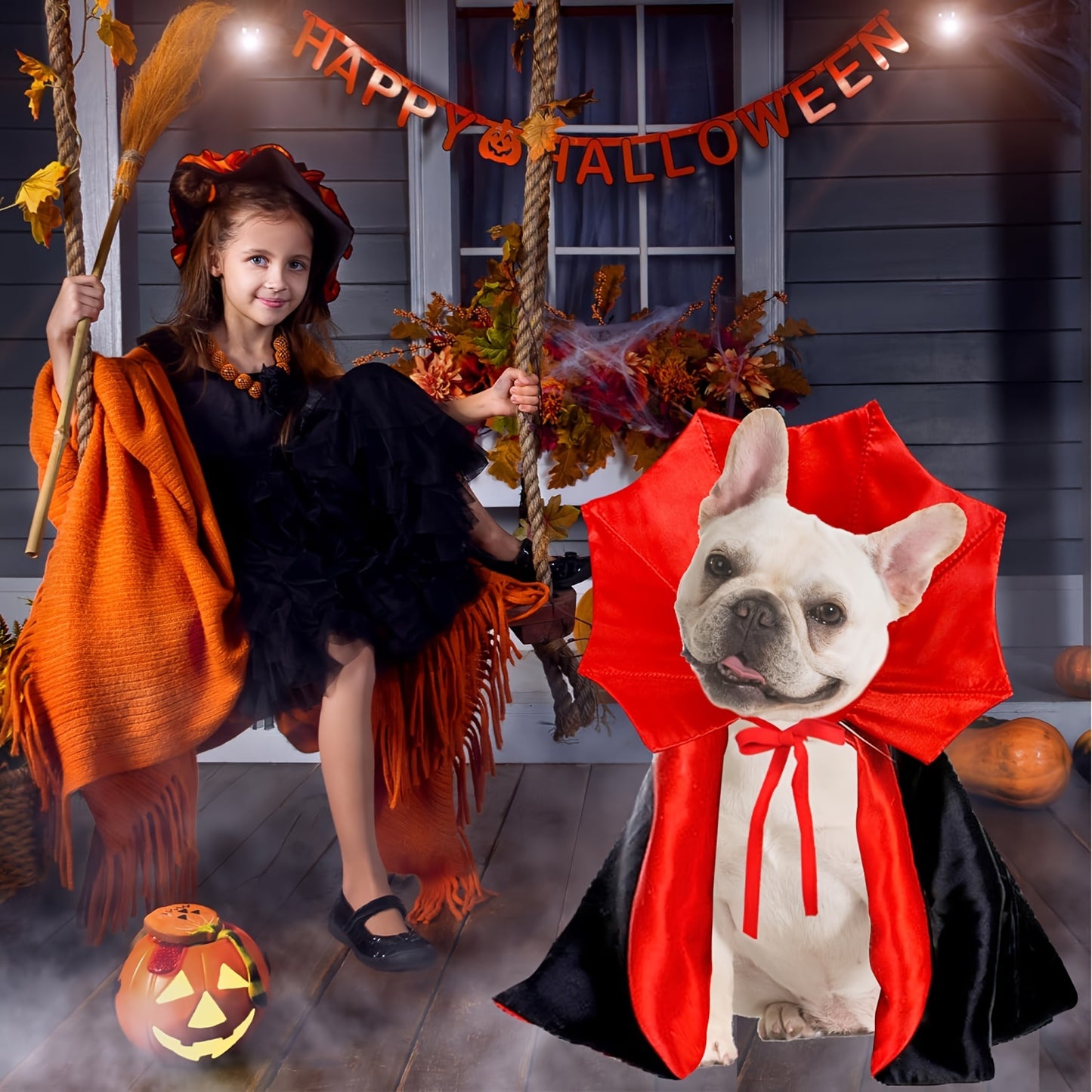 Halloween Vampir-Umhang für Hunde 🦇 | Roter & Schwarzer Cape-Look für kleine, mittlere & große Hunde