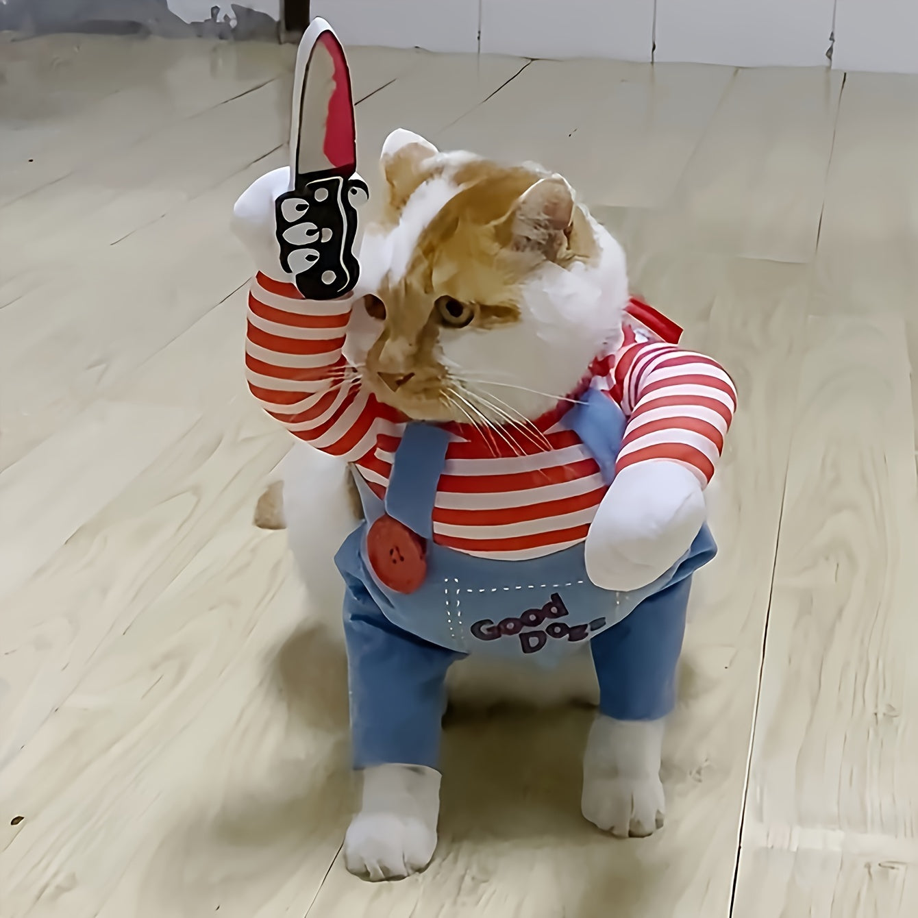 Halloween Chucky-Kostüm für Hunde & Katzen 🔪 | Lustiges Unisex Outfit für mittlere Vierbeiner