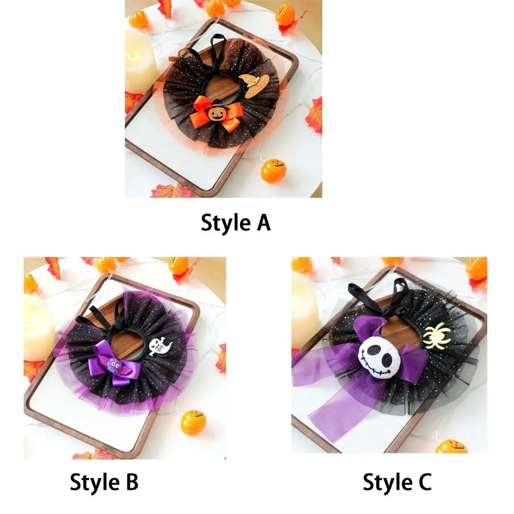 Halloween Hunde- & Katzenhalsband – Verstellbarer Spitzenkragen mit Kürbis, Spinne & Geist 🎃 | Bequemes Party-Accessoire