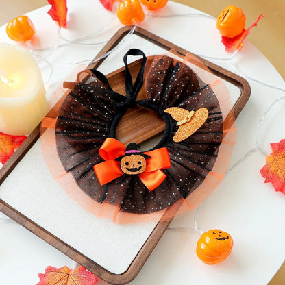 Halloween Hunde- & Katzenhalsband – Verstellbarer Spitzenkragen mit Kürbis, Spinne & Geist 🎃 | Bequemes Party-Accessoire