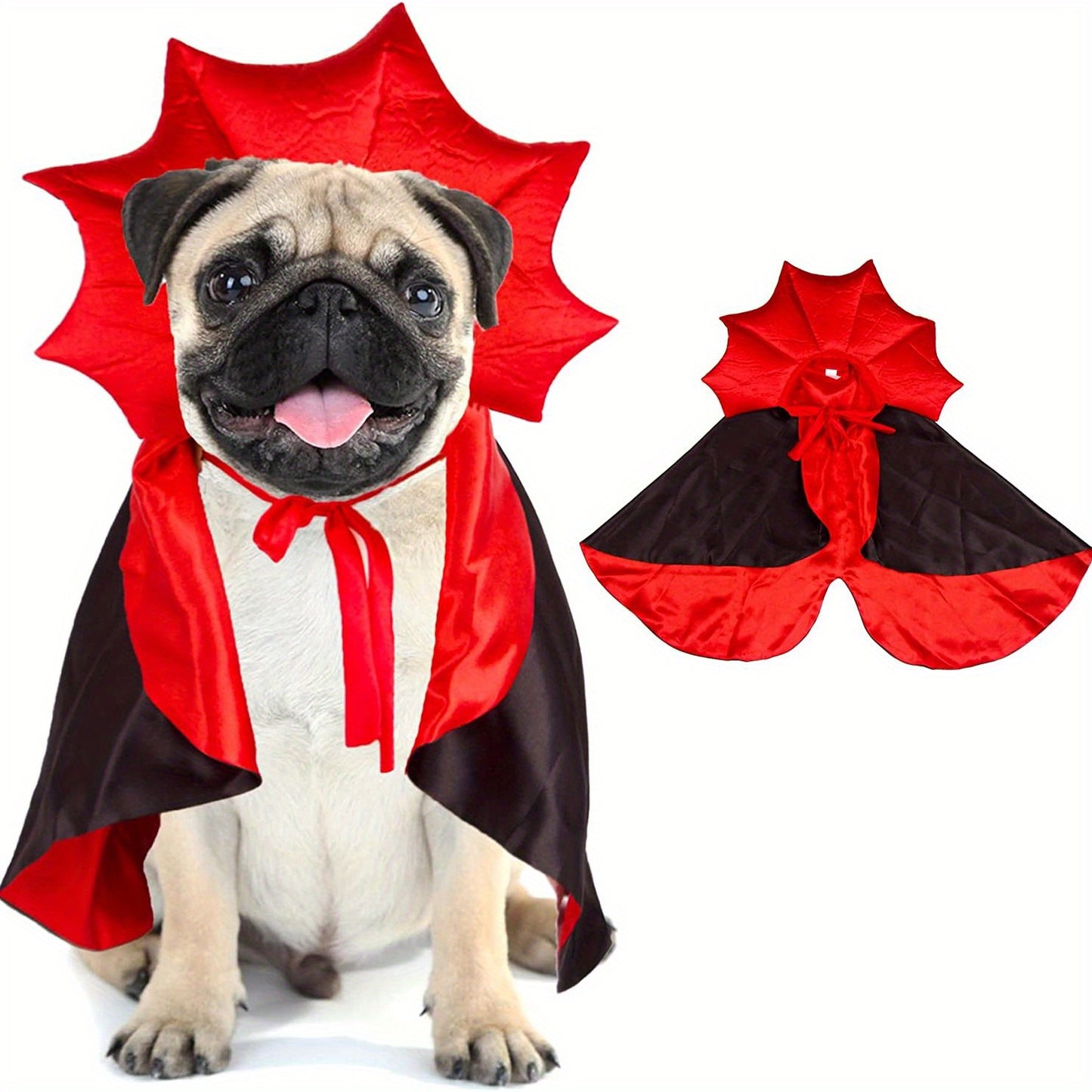 Halloween Vampir-Umhang für Hunde 🦇 | Roter & Schwarzer Cape-Look für kleine, mittlere & große Hunde